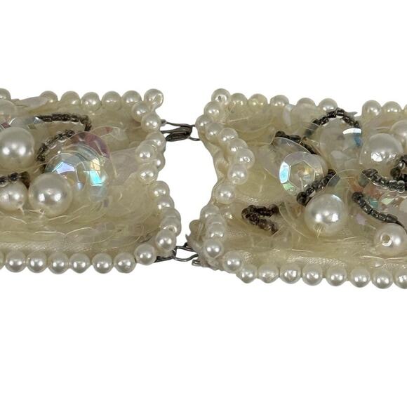 Maurices Vintage Navy Satin Floral Beaded Choker Halter 90s Y2K Prom Dress sz XS - Picture 13 of 15